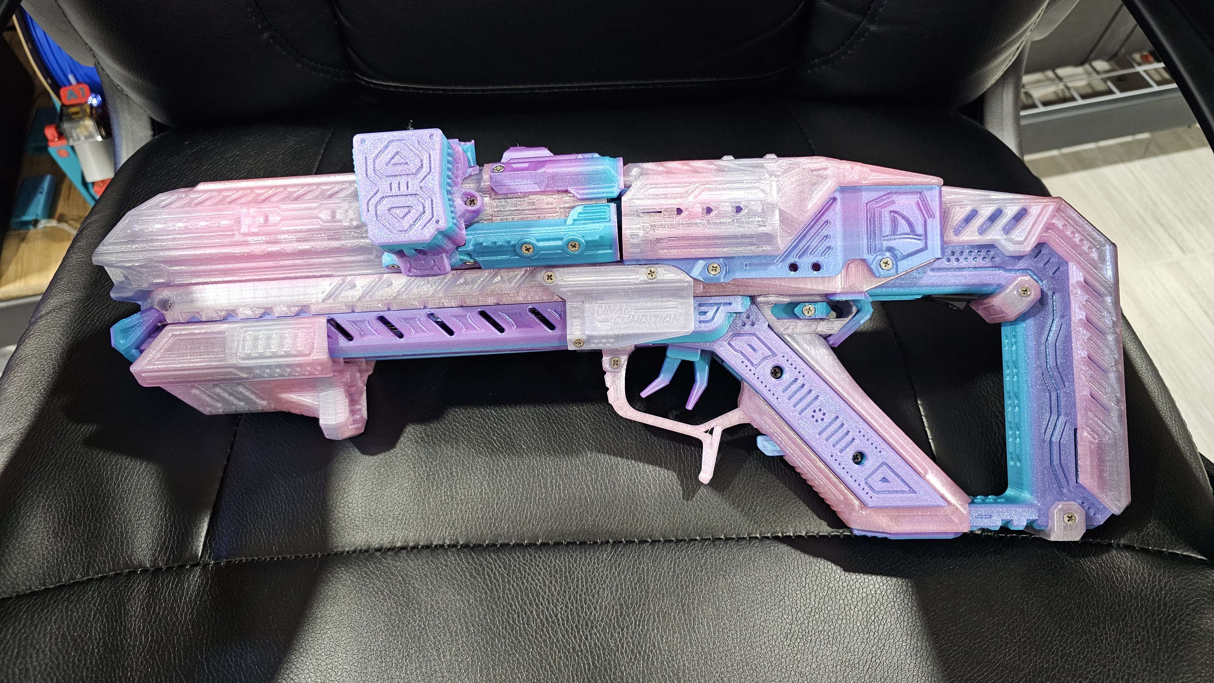 Image of Nerf Blaster printed in Mermaid Elixir and Fairy Floss